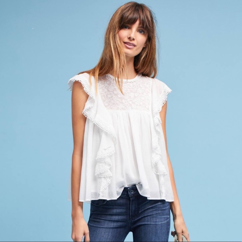 ANTHROPOLOGIE Callie Ruffle Top